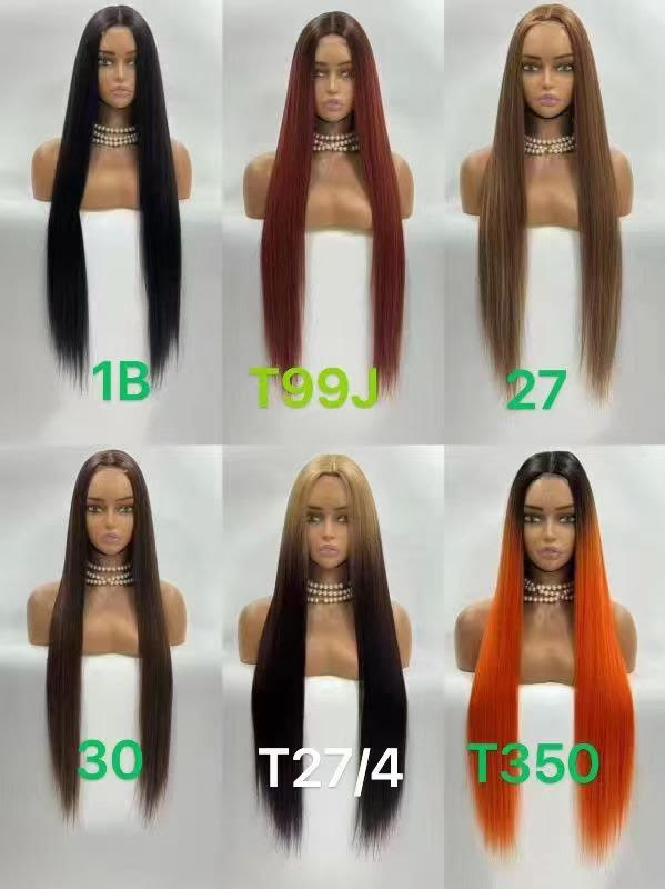 Adorable Reddish Human Hair Blend Straight Wig