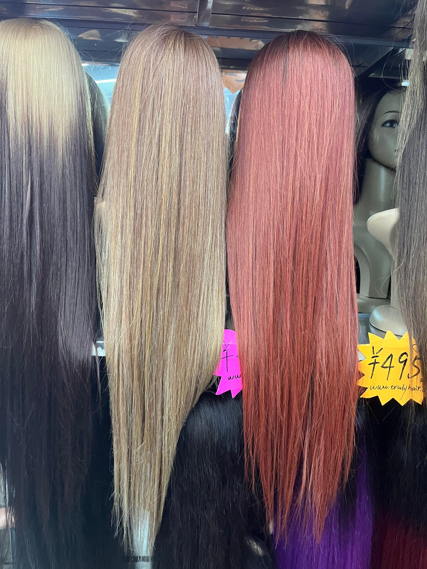 Adorable Reddish Human Hair Blend Straight Wig