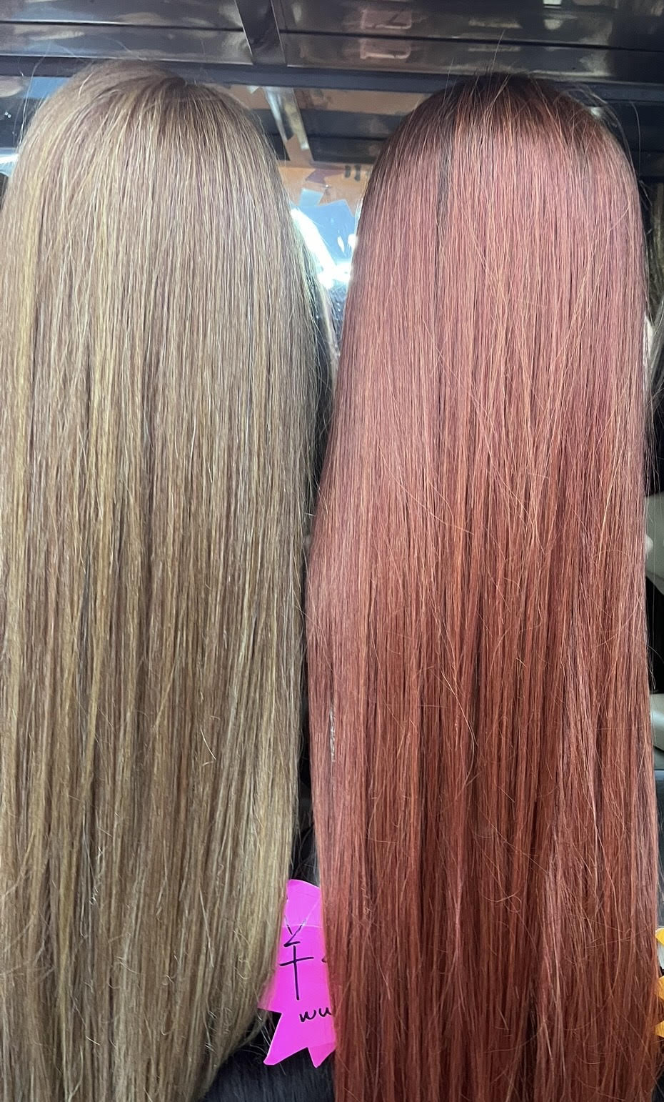 Adorable Reddish Human Hair Blend Straight Wig