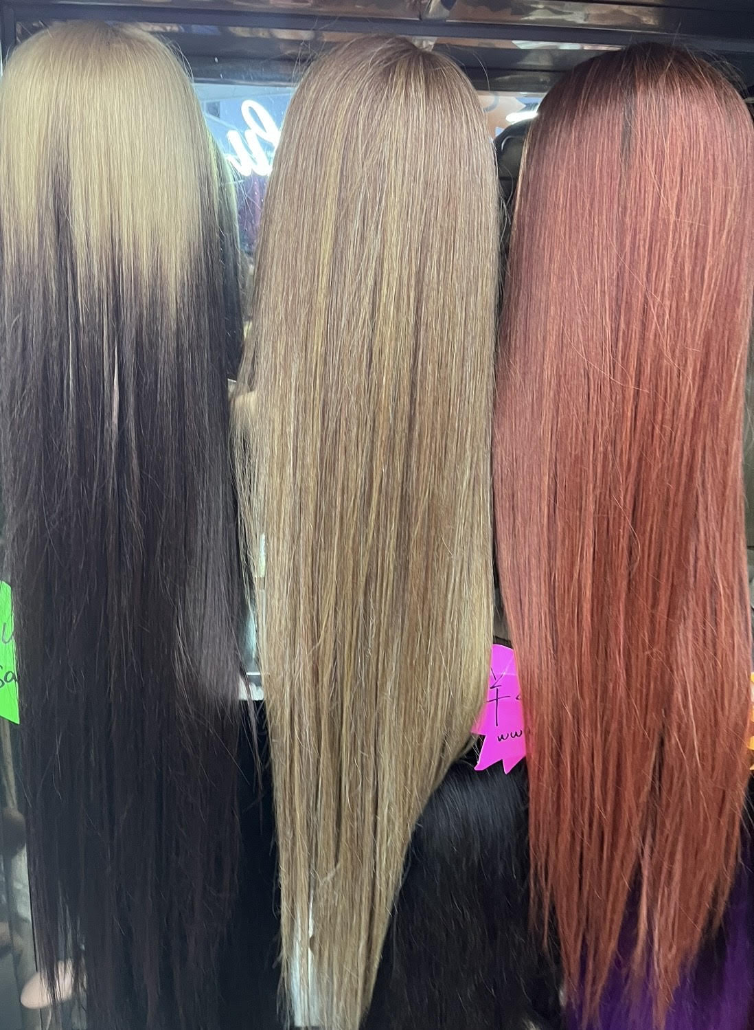 Adorable Reddish Human Hair Blend Straight Wig